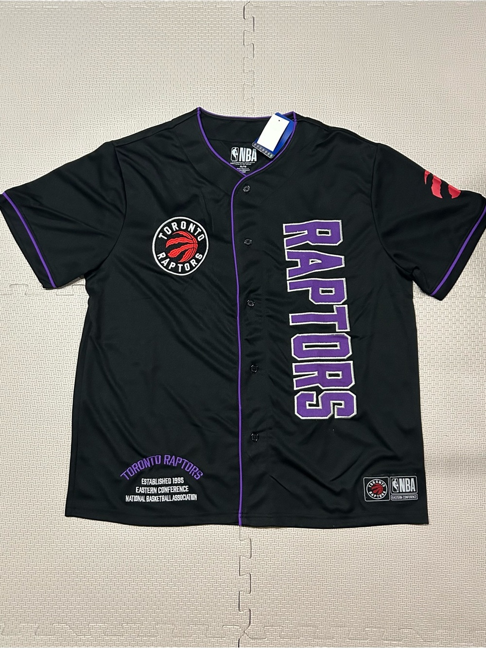 NBA Toronto Raptors Black & Purple Button-Up Jersey Shirt